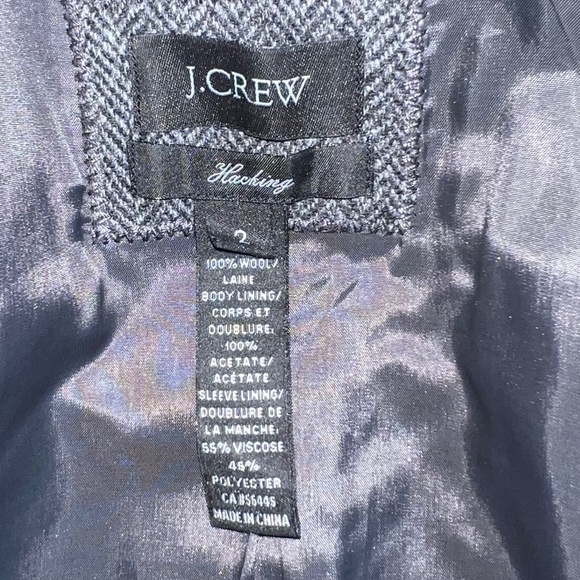 J.Crew Jacket/Blazer Size 2 Black/White/Gray w/ Leather Buttons - Picture 12 of 16